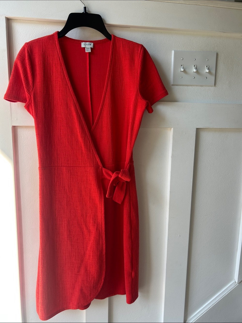 J. Crew Short-Sleeve Wrap Dress with Waist Tie, XXS